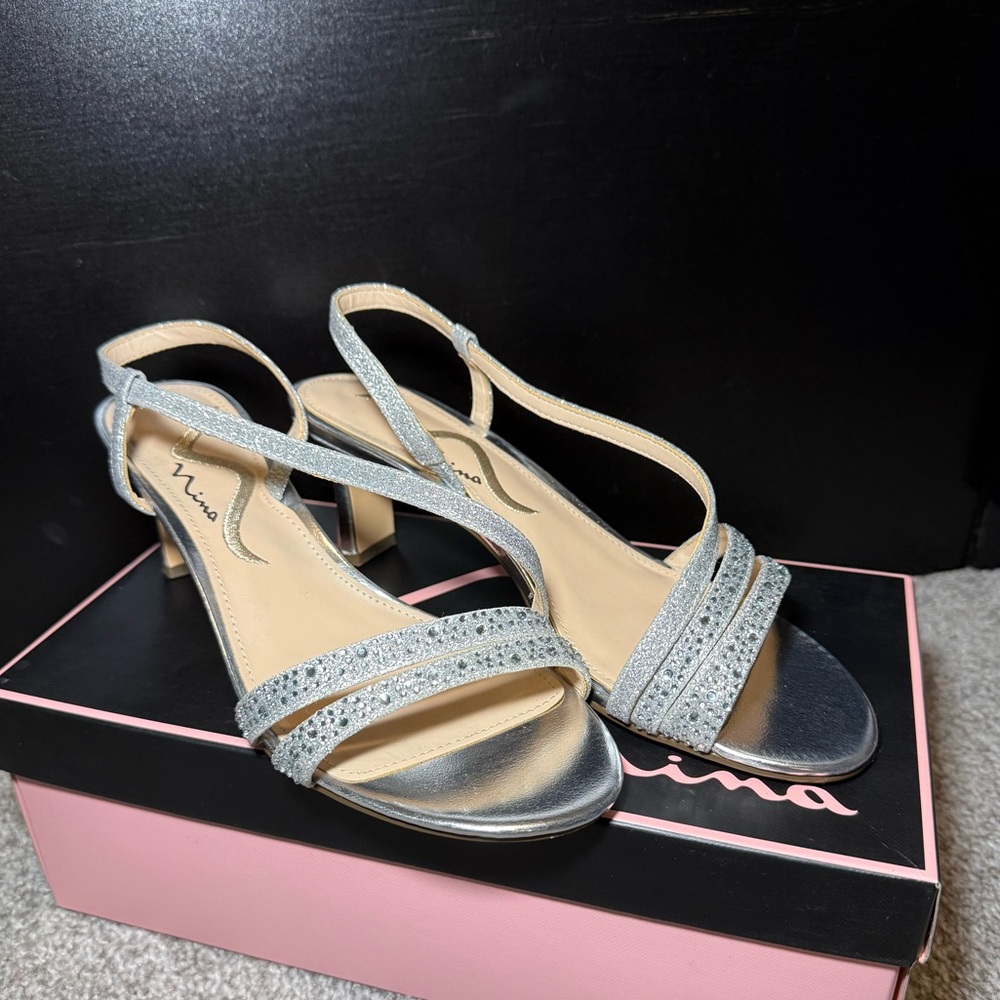 Silver Strappy Heels